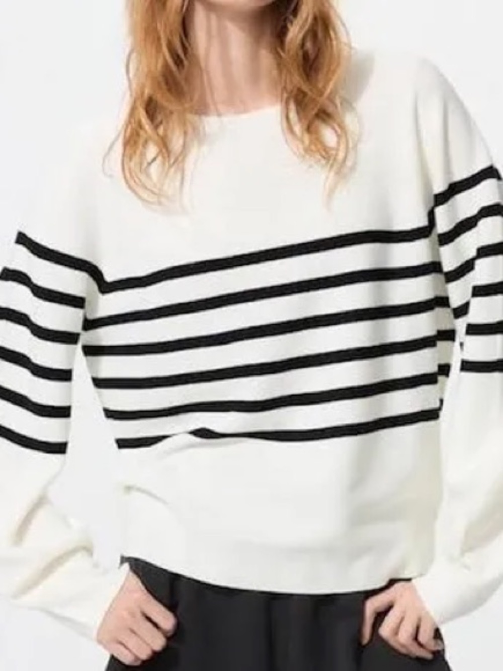Uniqlo lightweight Cream and Black Striped Women's Sweater